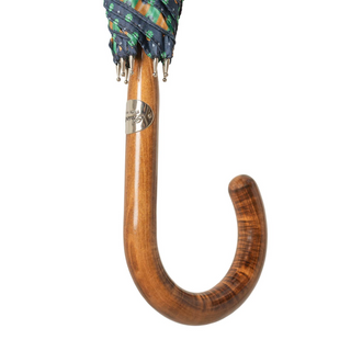 Maple stick flower pattern horn detail handmade Italian men's umbrella back view