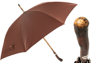 Chestnut wood classic knob handle handmade Italian rain protection umbrella front