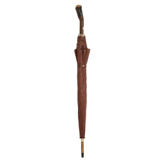 Chestnut wood classic knob handle handmade Italian rain protection umbrella close-up