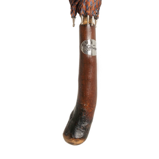 Chestnut wood classic knob handle handmade Italian rain protection umbrella back