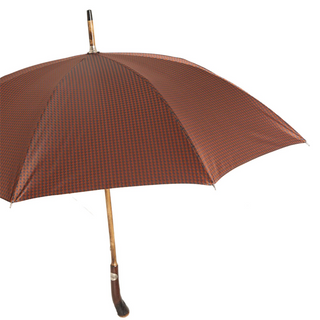 Chestnut wood classic knob handle handmade Italian rain protection umbrella side