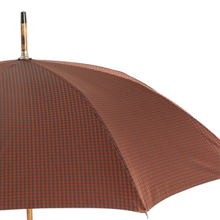 Chestnut wood classic knob handle handmade Italian rain protection umbrella open