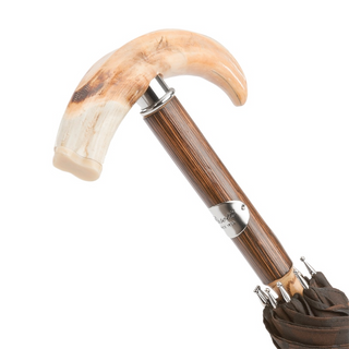 Warthog tusk handle camouflage canopy handmade Italian men's umbrella canopy