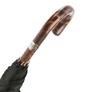 Black camouflage hickory handle bespoke handmade Italian men's umbrella canopy