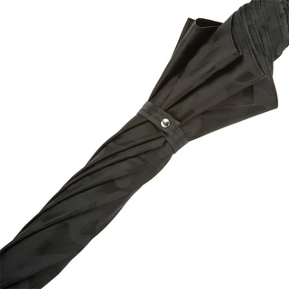 Black camouflage hickory handle bespoke handmade Italian men's umbrella open