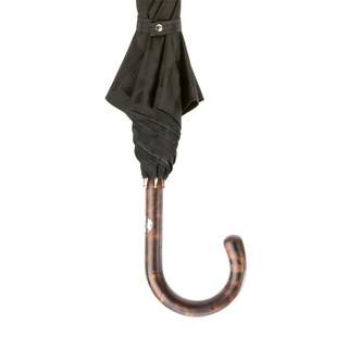 Black camouflage hickory handle bespoke handmade Italian men's umbrella detail