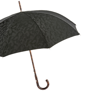 Black camouflage hickory handle bespoke handmade Italian men's umbrella side view