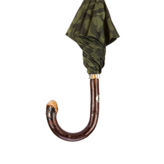 Chestnut camouflage wood handle handmade Italian luxury men's umbrella canopy
