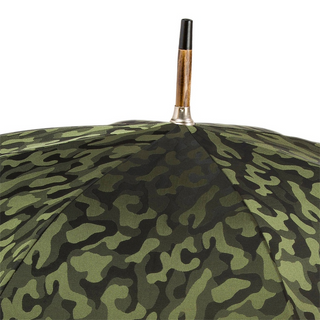 Chestnut camouflage wood handle handmade Italian luxury men's umbrella open