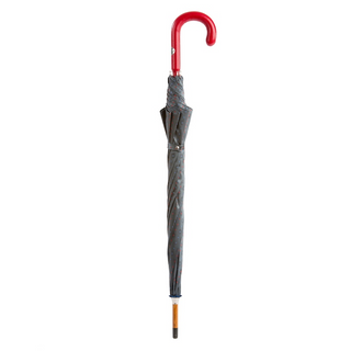 Gentlemen red leather handle handmade Italian men's rain umbrella close-up