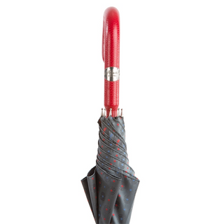 Gentlemen red leather handle handmade Italian men's rain umbrella detail