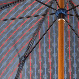 Gentlemen red leather handle handmade Italian men's rain umbrella open
