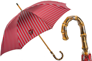 Striped bamboo handle water-resistant handmade Italian classic men's umbrella front