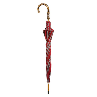 Striped bamboo handle water-resistant handmade Italian classic men's umbrella close-up