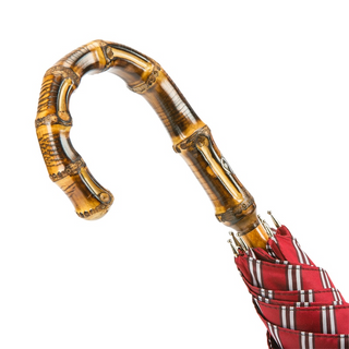 Striped bamboo handle water-resistant handmade Italian classic men's umbrella canopy