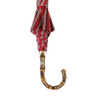 Striped bamboo handle water-resistant handmade Italian classic men's umbrella back