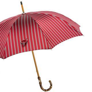 Striped bamboo handle water-resistant handmade Italian classic men's umbrella side