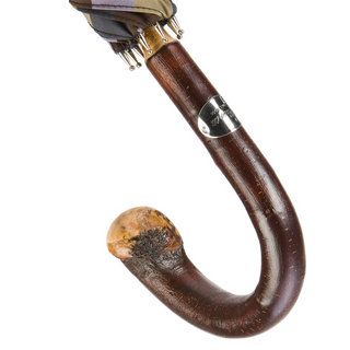 Solid chestnut wood handle striped handmade Italian men's umbrella canopy