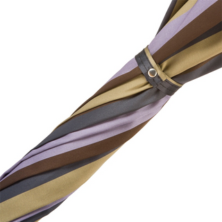 Solid chestnut wood handle striped handmade Italian men's umbrella top view