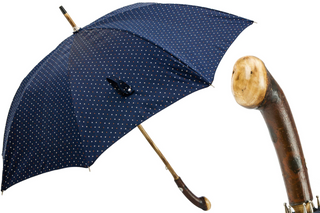 Handmade chestnut knob end classic Italian men's umbrella front view