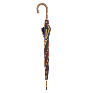 Handmade ash striped one-piece wood handle classic Italian umbrella close-up