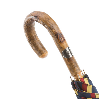 Handmade ash striped one-piece wood handle classic Italian umbrella canopy