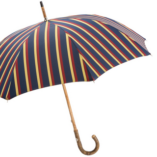 Handmade ash striped one-piece wood handle classic Italian umbrella side view