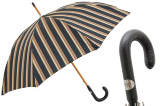 Gentleman leather luxury handmade Italian men's umbrella water-resistant front view