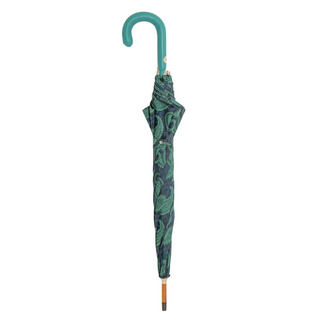 Turquoise paisley leather handle handmade Italian luxury men's umbrella close-up