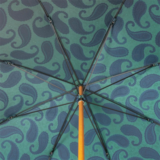 Turquoise paisley leather handle handmade Italian luxury men's umbrella open