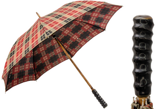 Italian wooden umbrella natural handle wooden shaft handmade men's front view
