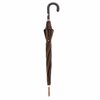 Striped large canopy ostrich leather handle handmade Italian men's umbrella close-up