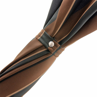 Striped large canopy ostrich leather handle handmade Italian men's umbrella top