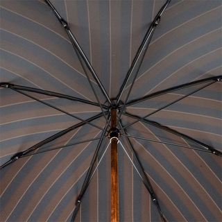 Striped large canopy ostrich leather handle handmade Italian men's umbrella open