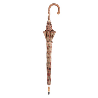 Bespoke stick solid ash shaft handmade Italian classic wooden men's umbrella close-up