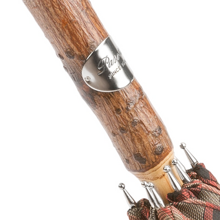 Bespoke stick solid ash shaft handmade Italian classic wooden men's umbrella detail