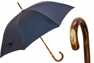 Maple stick horn detail water-resistant handmade Italian men's umbrella front view