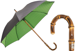 Lolita bamboo handle water-resistant handmade Italian men's umbrella front view