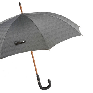 Bespoke gentleman leather handle water repellent handmade Italian umbrella side view