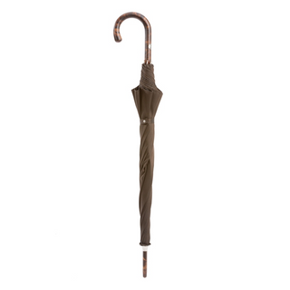 Solid stick hickory wood natural horn handle handmade Italian umbrella close-up