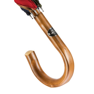 Bespoke gentleman chestnut wood shaft vibrant canopy handmade Italian umbrella canopy