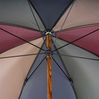 Bespoke gentleman chestnut wood shaft vibrant canopy handmade Italian umbrella open