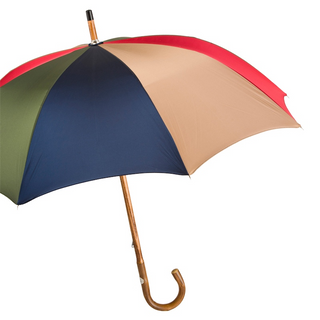 Bespoke gentleman chestnut wood shaft vibrant canopy handmade Italian umbrella side