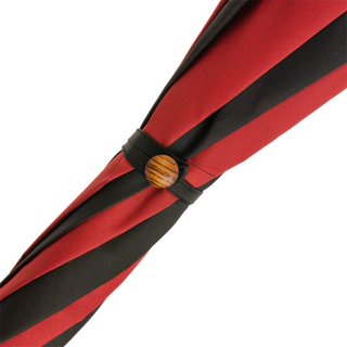 Red black chestnut one-piece handle handmade Italian men's umbrella top view