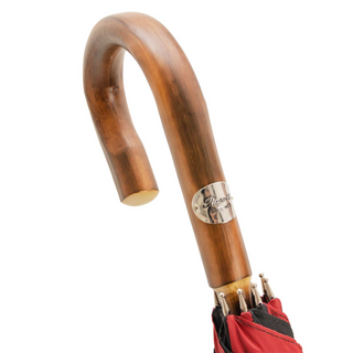 Red black chestnut one-piece handle handmade Italian men's umbrella canopy