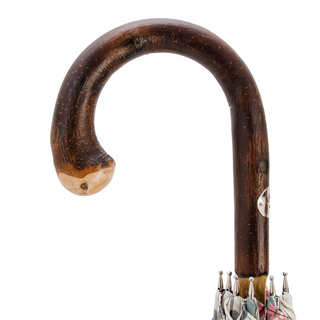 Tartan chestnut handle classic Italian handmade men's umbrella detail
