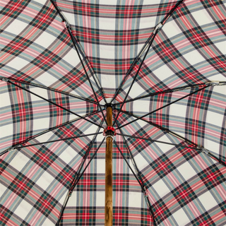Tartan chestnut handle classic Italian handmade men's umbrella open