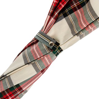 Tartan chestnut handle classic Italian handmade men's umbrella top view