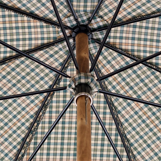 Mini tartan compact ash handle handmade Italian men's umbrella open
