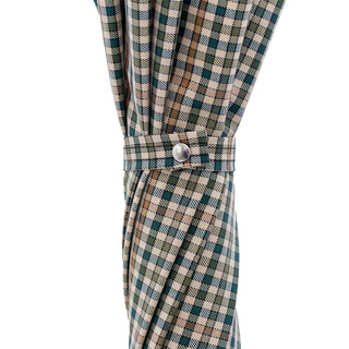 Mini tartan compact ash handle handmade Italian men's umbrella detail